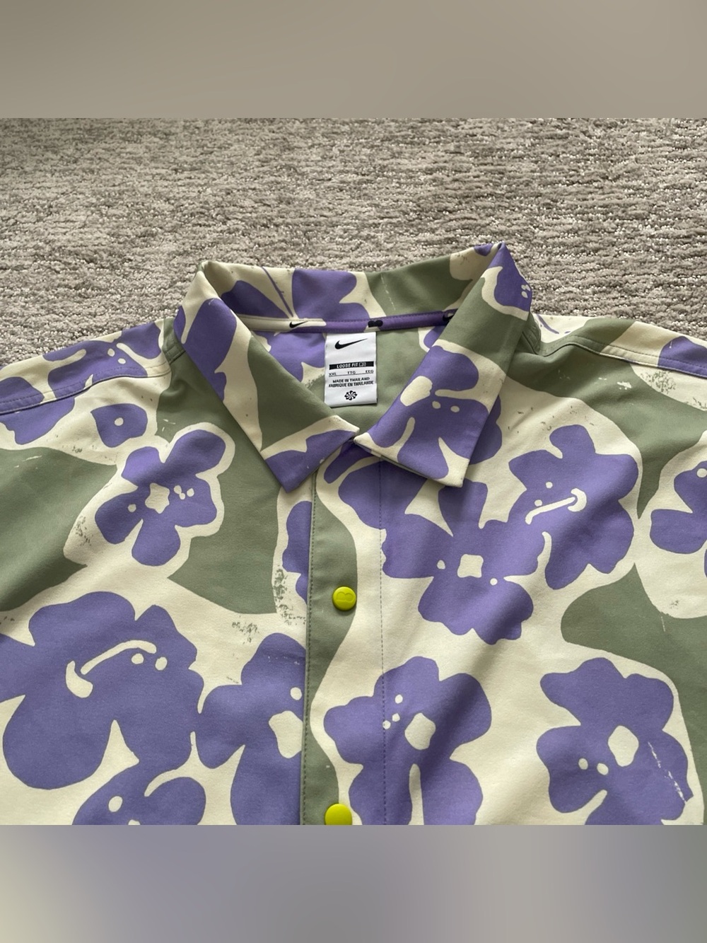Nike Naomi Osaka Snap Up Floral Shirt Men’s Size XXL Loose Fit Green Purple